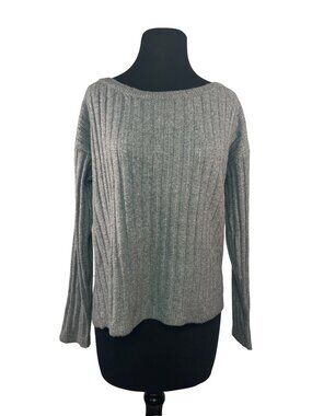 Lauren Lane Sonoma Womens Sweater Gray Size M  Ribbed Knit Long Sleeve